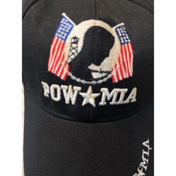 POW MIA BLACK ADJUSTABLE HAT PRISONER OF WAR MISSING IN ACTION CAP STRAPBACK - Picture 4 of 8
